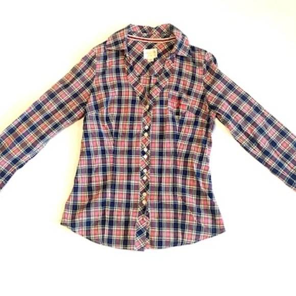 Guess Jeans Plaid Fitted Western Button Shirt + Size Medium - Picture 9 of 9